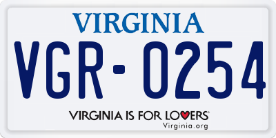 VA license plate VGR0254
