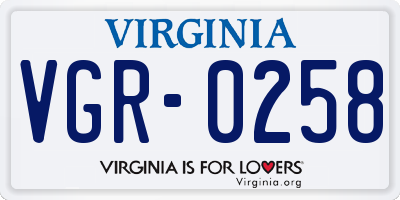 VA license plate VGR0258
