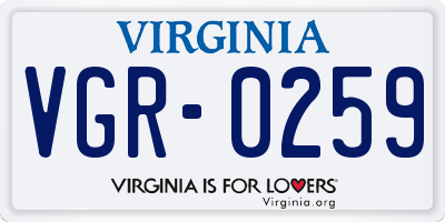 VA license plate VGR0259