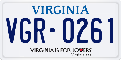 VA license plate VGR0261