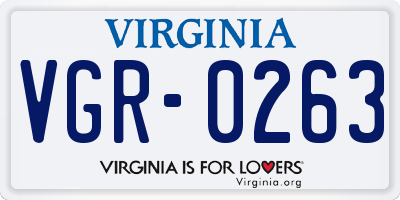 VA license plate VGR0263