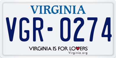 VA license plate VGR0274