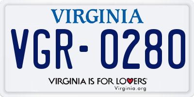 VA license plate VGR0280