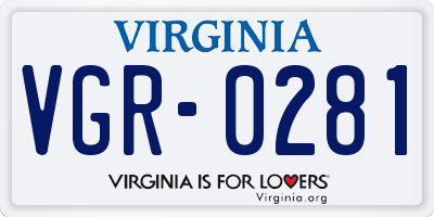 VA license plate VGR0281