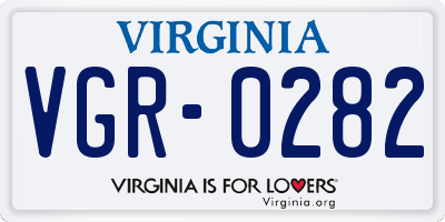 VA license plate VGR0282
