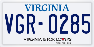 VA license plate VGR0285