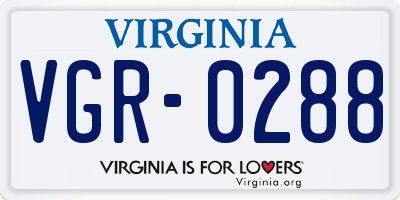 VA license plate VGR0288