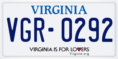 VA license plate VGR0292