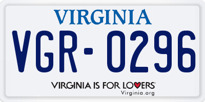 VA license plate VGR0296