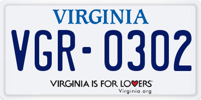 VA license plate VGR0302