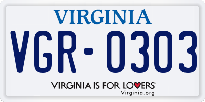 VA license plate VGR0303