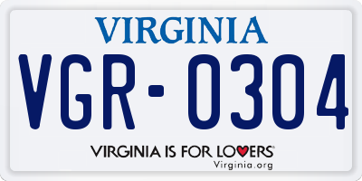 VA license plate VGR0304