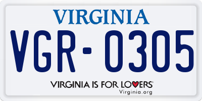 VA license plate VGR0305