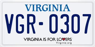 VA license plate VGR0307