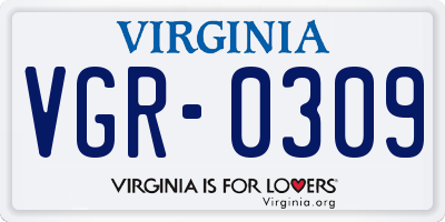 VA license plate VGR0309