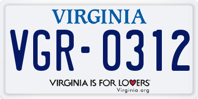 VA license plate VGR0312