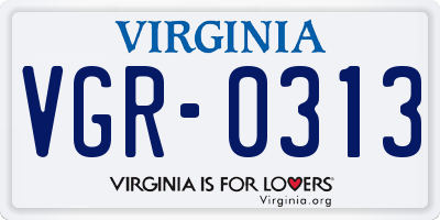 VA license plate VGR0313