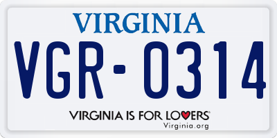 VA license plate VGR0314