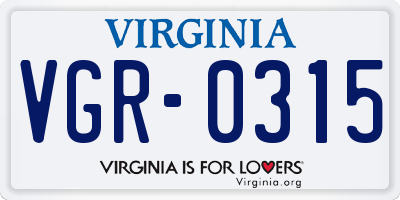 VA license plate VGR0315
