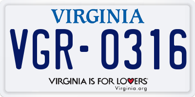 VA license plate VGR0316