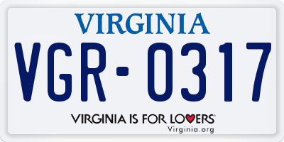 VA license plate VGR0317