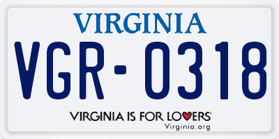 VA license plate VGR0318
