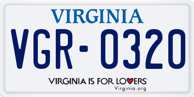 VA license plate VGR0320