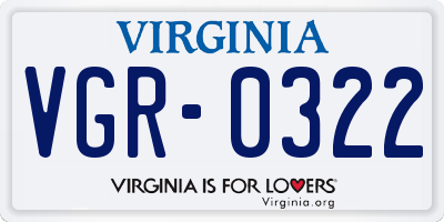 VA license plate VGR0322