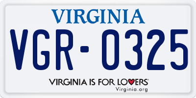 VA license plate VGR0325