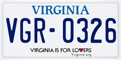 VA license plate VGR0326