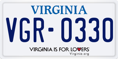 VA license plate VGR0330