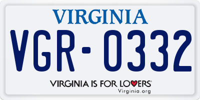 VA license plate VGR0332