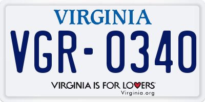 VA license plate VGR0340