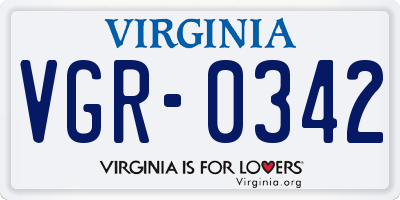 VA license plate VGR0342