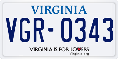 VA license plate VGR0343