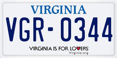 VA license plate VGR0344