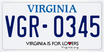 VA license plate VGR0345