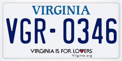 VA license plate VGR0346
