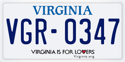VA license plate VGR0347