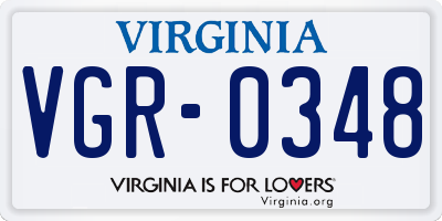 VA license plate VGR0348