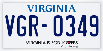 VA license plate VGR0349