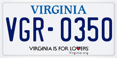VA license plate VGR0350