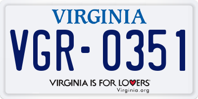 VA license plate VGR0351