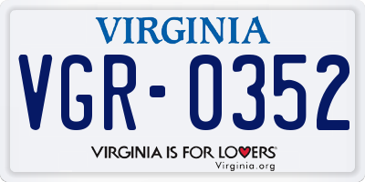 VA license plate VGR0352