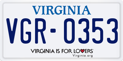 VA license plate VGR0353