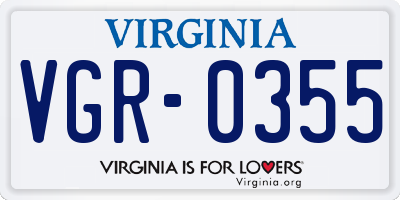 VA license plate VGR0355
