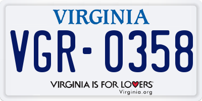 VA license plate VGR0358