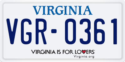 VA license plate VGR0361