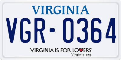 VA license plate VGR0364