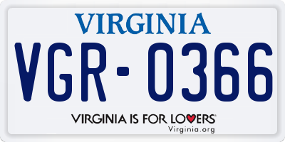 VA license plate VGR0366
